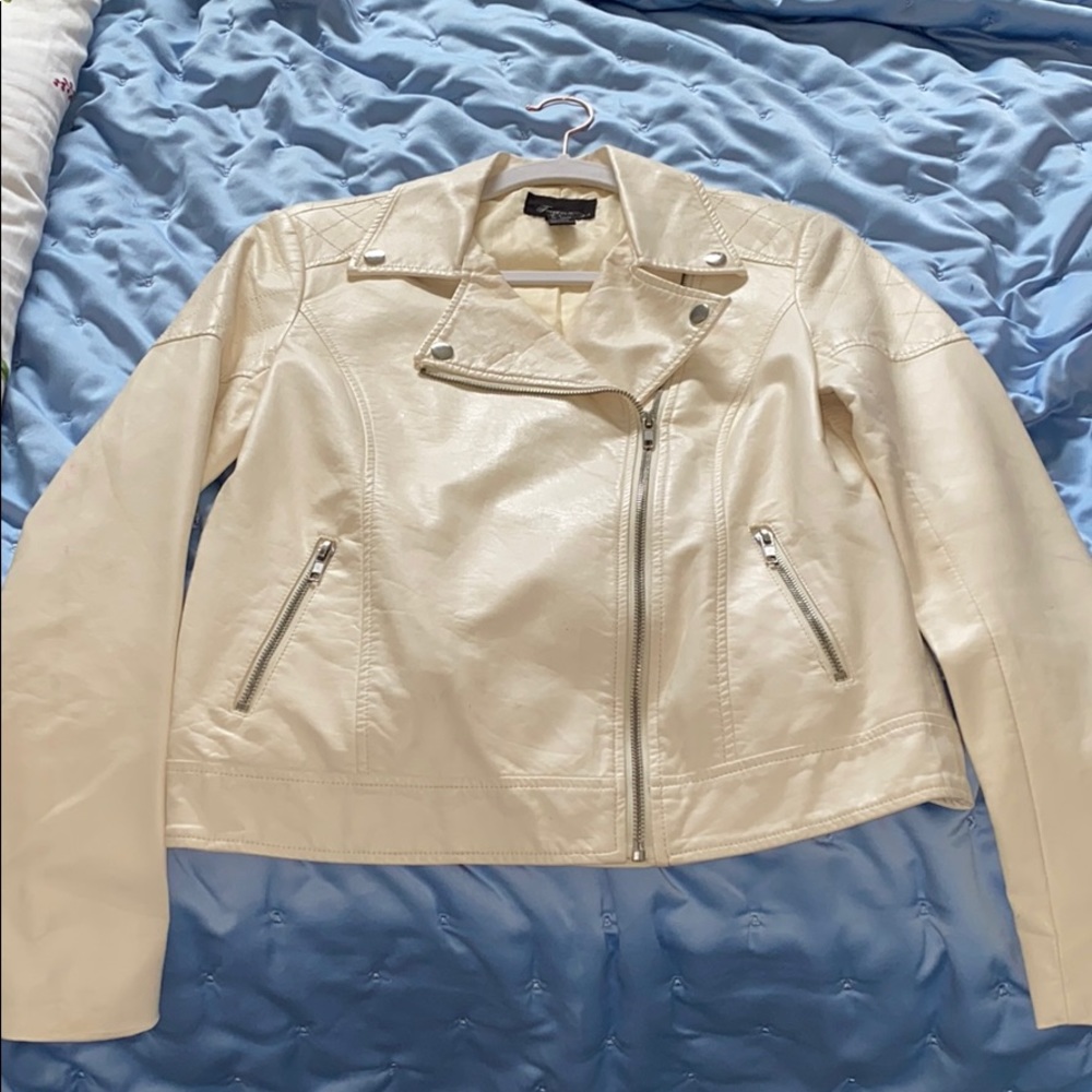 Forever 21 Ivory Leather Moto Jacket